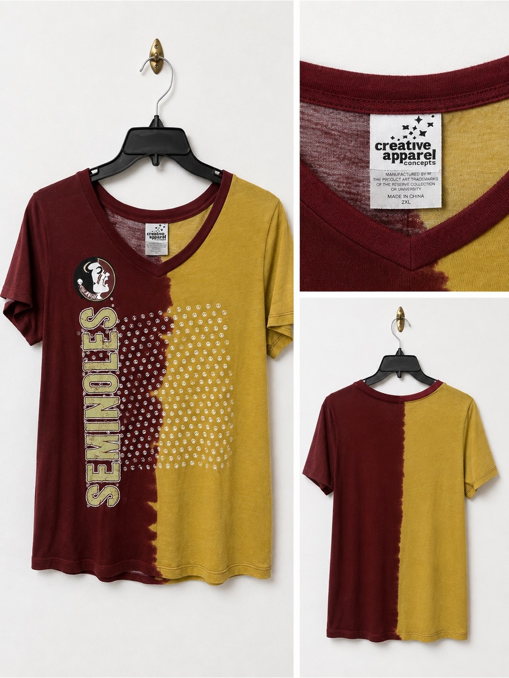 ⭐️3/$20 Creative Apparel Seminoles Split Garner & Gold Tee